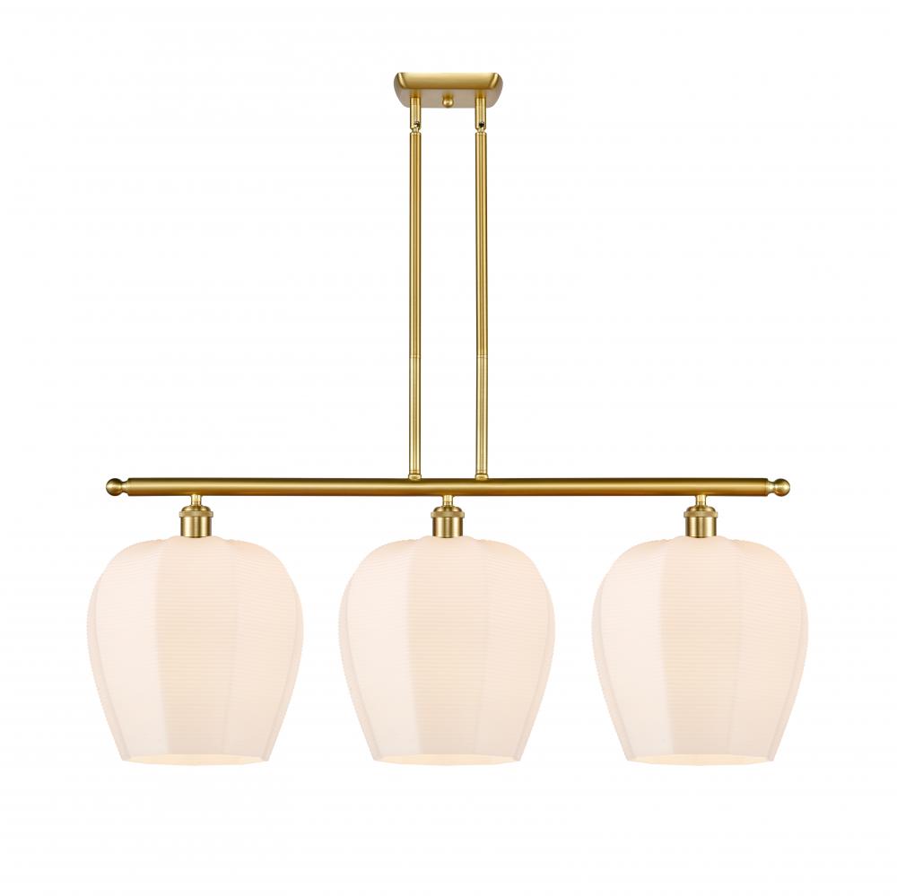 Norfolk - 3 Light - 38 inch - Satin Gold - Stem hung - Island Light