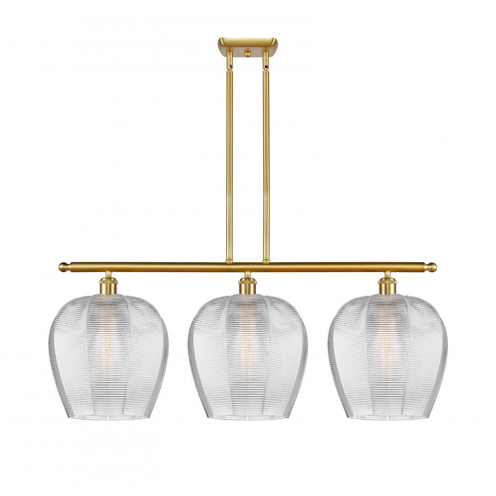 Norfolk - 3 Light - 38 inch - Satin Gold - Stem hung - Island Light