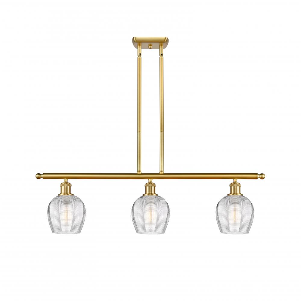 Norfolk - 3 Light - 36 inch - Satin Gold - Stem hung - Island Light
