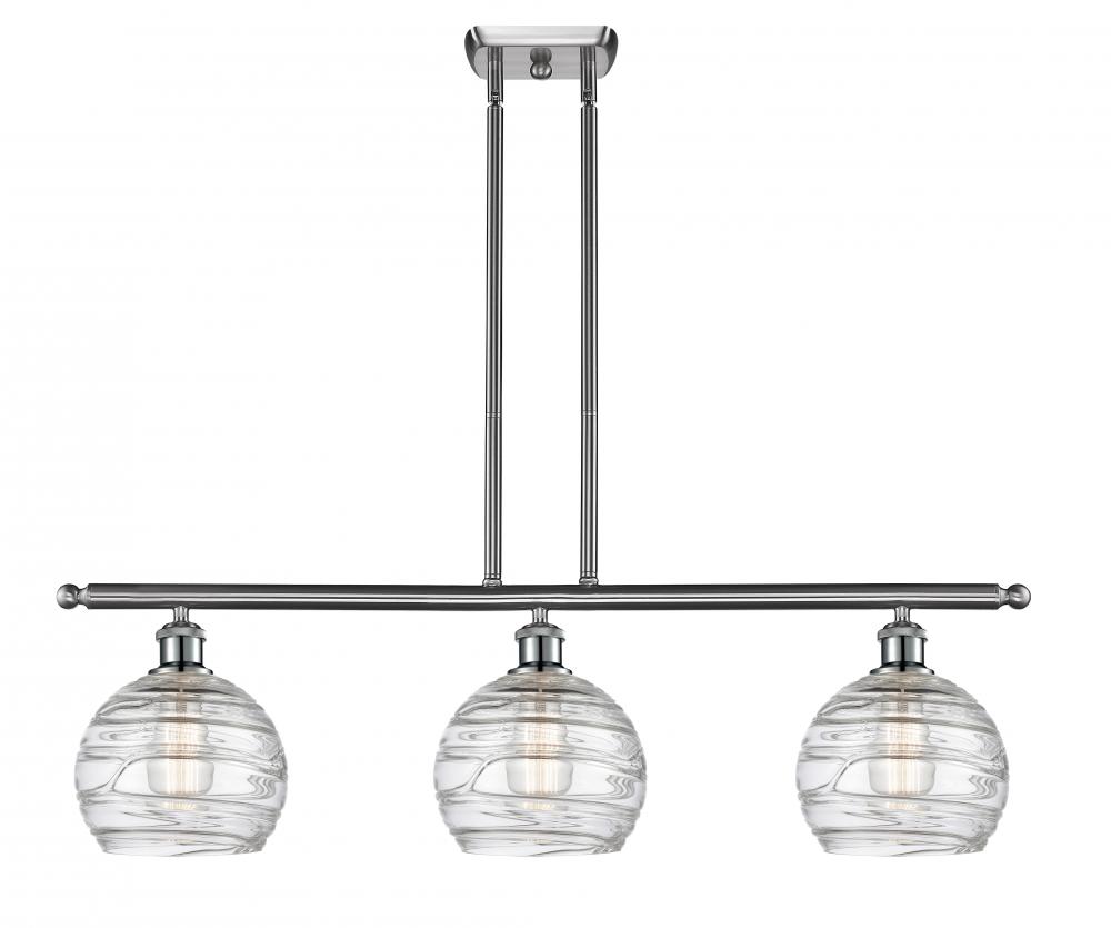 Athens Deco Swirl - 3 Light - 36 inch - Brushed Satin Nickel - Stem hung - Island Light