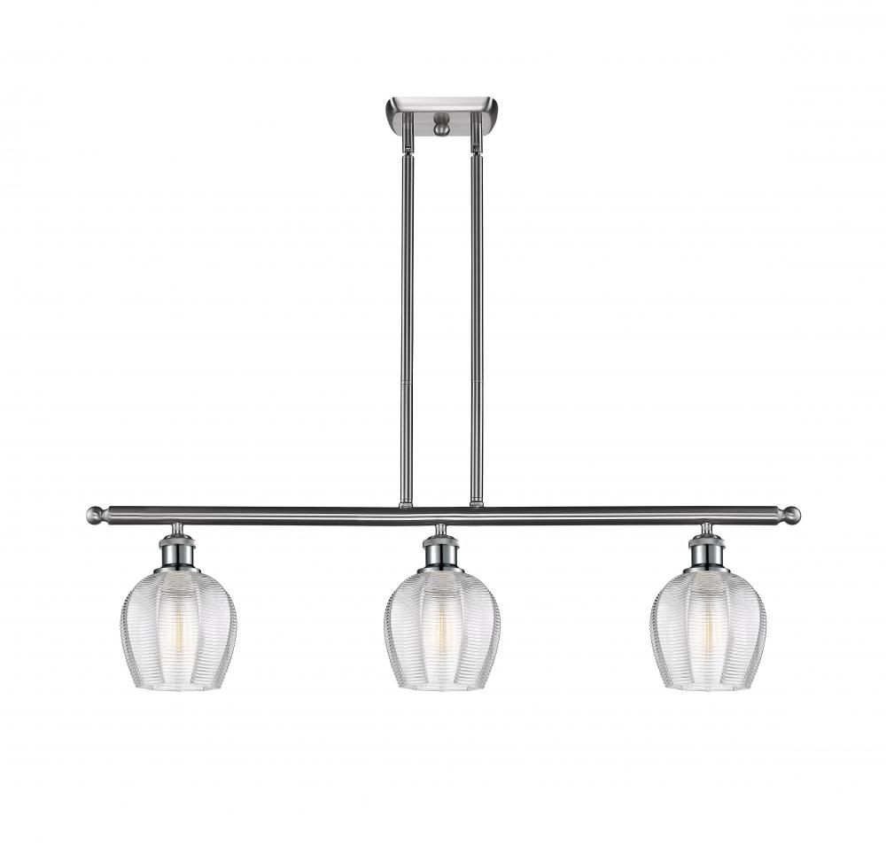 Norfolk - 3 Light - 36 inch - Brushed Satin Nickel - Stem hung - Island Light