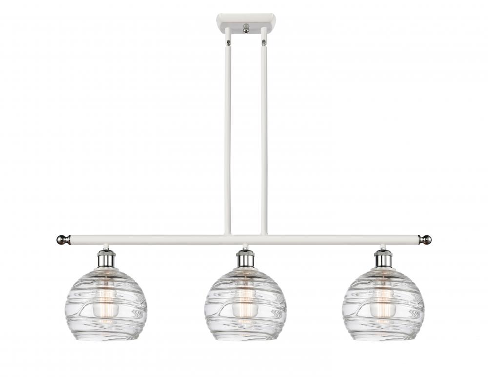 Athens Deco Swirl - 3 Light - 36 inch - White Polished Chrome - Stem hung - Island Light
