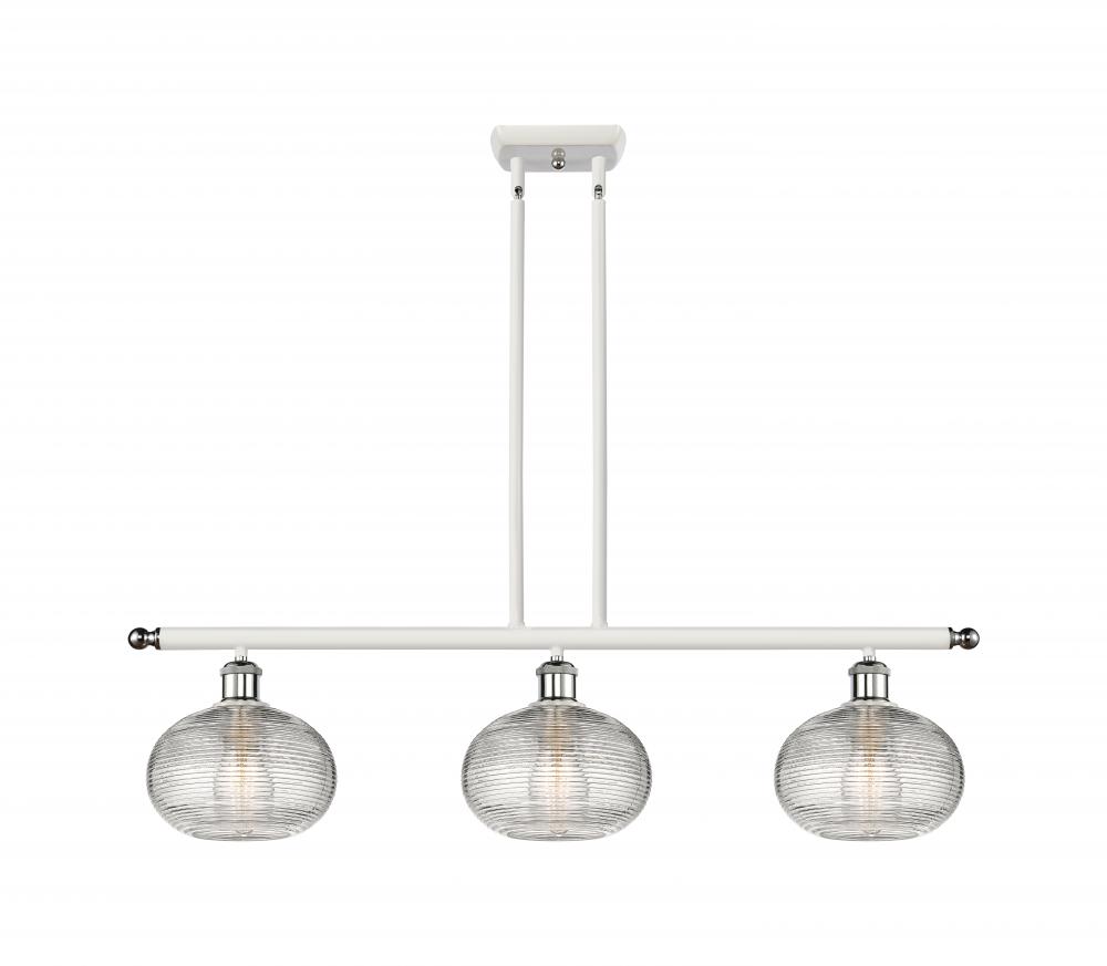 Ithaca - 3 Light - 36 inch - White Polished Chrome - Stem hung - Island Light