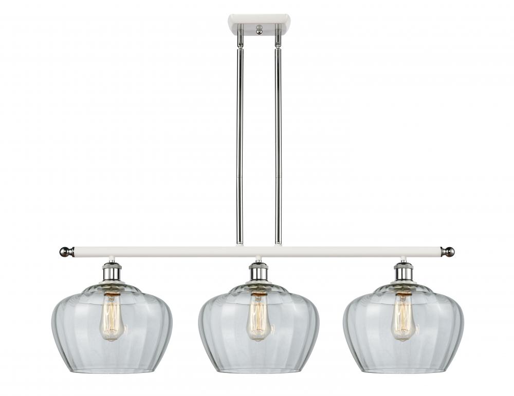 Fenton - 3 Light - 38 inch - White Polished Chrome - Stem hung - Island Light