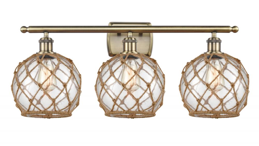 Farmhouse Rope - 3 Light - 28 inch - Antique Brass - Bath Vanity Light