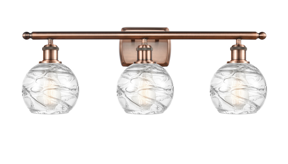 Athens Deco Swirl - 3 Light - 26 inch - Antique Copper - Bath Vanity Light