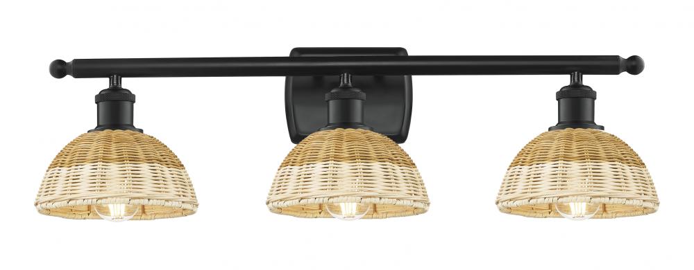 Bristol Natural II - 3 Light - 28 inch - Matte Black - Bath Vanity Light