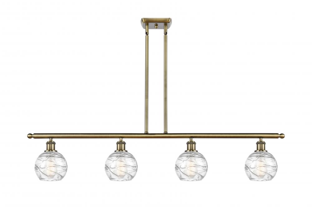 Athens Deco Swirl - 4 Light - 48 inch - Antique Brass - Stem hung - Island Light