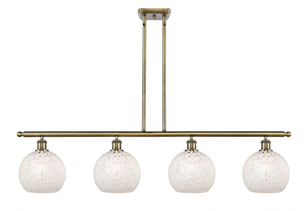 White Mouchette - 4 Light - 48 inch - Antique Brass - Stem Hung - Island Light