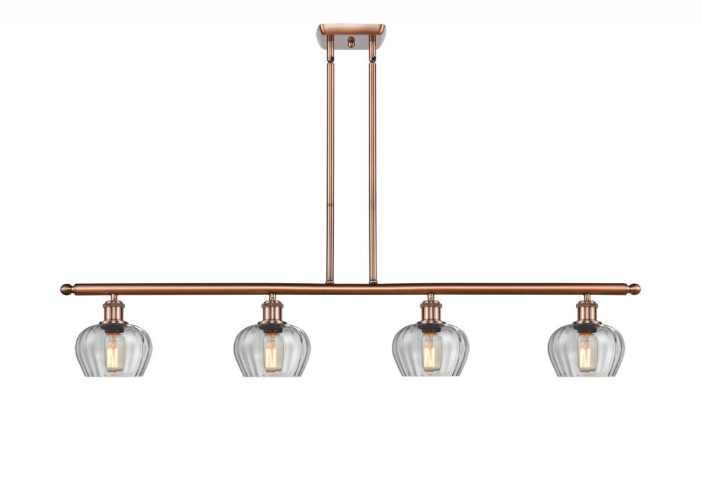 Fenton - 4 Light - 48 inch - Antique Copper - Stem hung - Island Light