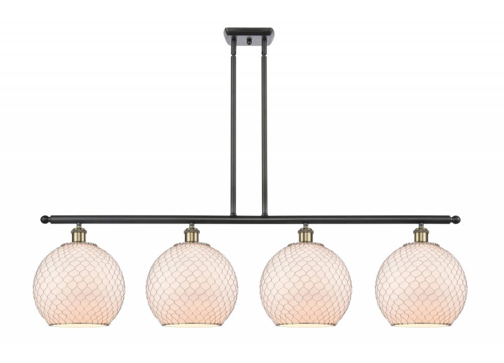 Farmhouse Chicken Wire - 4 Light - 48 inch - Black Antique Brass - Stem hung - Island Light