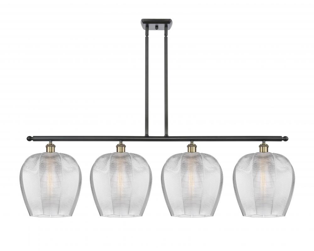 Norfolk - 4 Light - 50 inch - Black Antique Brass - Stem hung - Island Light