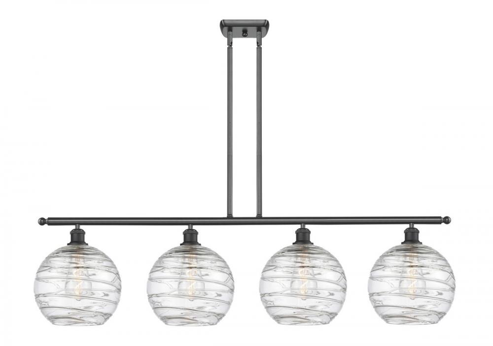 Athens Deco Swirl - 4 Light - 48 inch - Matte Black - Stem hung - Island Light