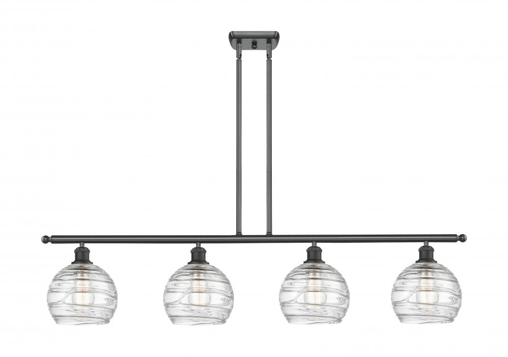 Athens Deco Swirl - 4 Light - 48 inch - Matte Black - Stem hung - Island Light