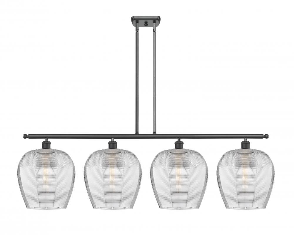 Norfolk - 4 Light - 50 inch - Matte Black - Stem hung - Island Light