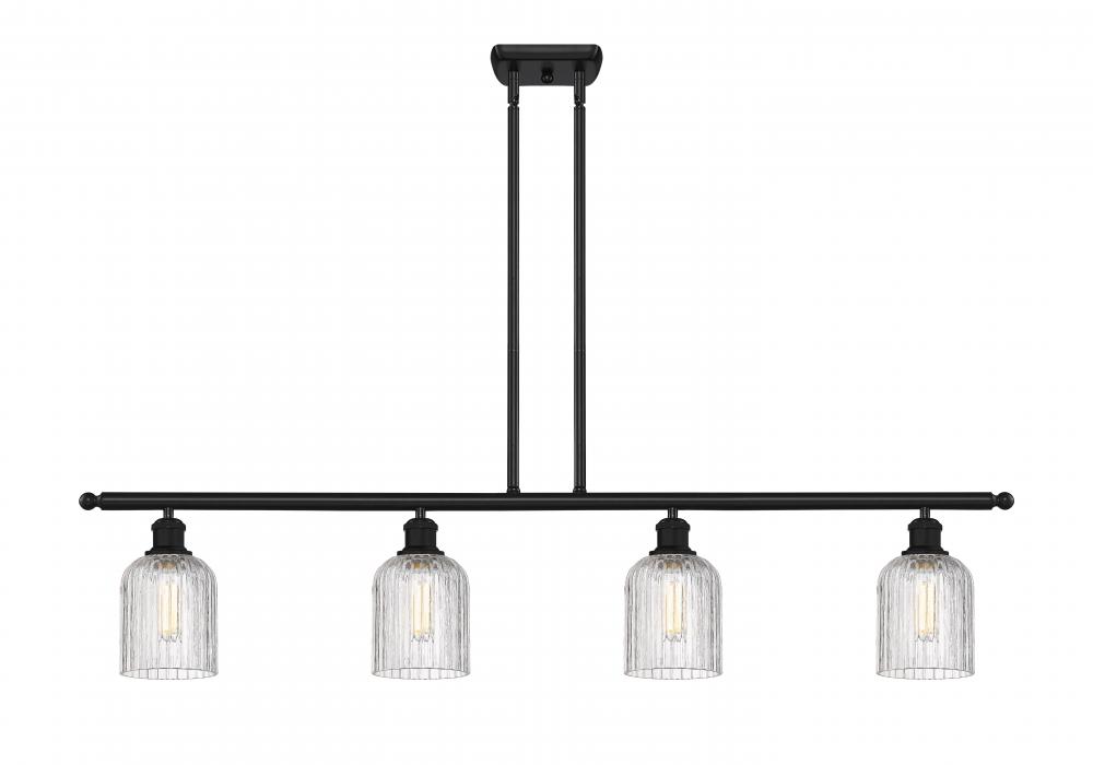 Bridal Veil - 4 Light - 48 inch - Matte Black - Stem hung - Island Light