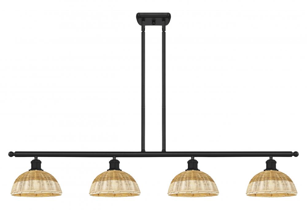 Bristol Natural II - 4 Light - 48 inch - Matte Black - Stem Hung - Island Light
