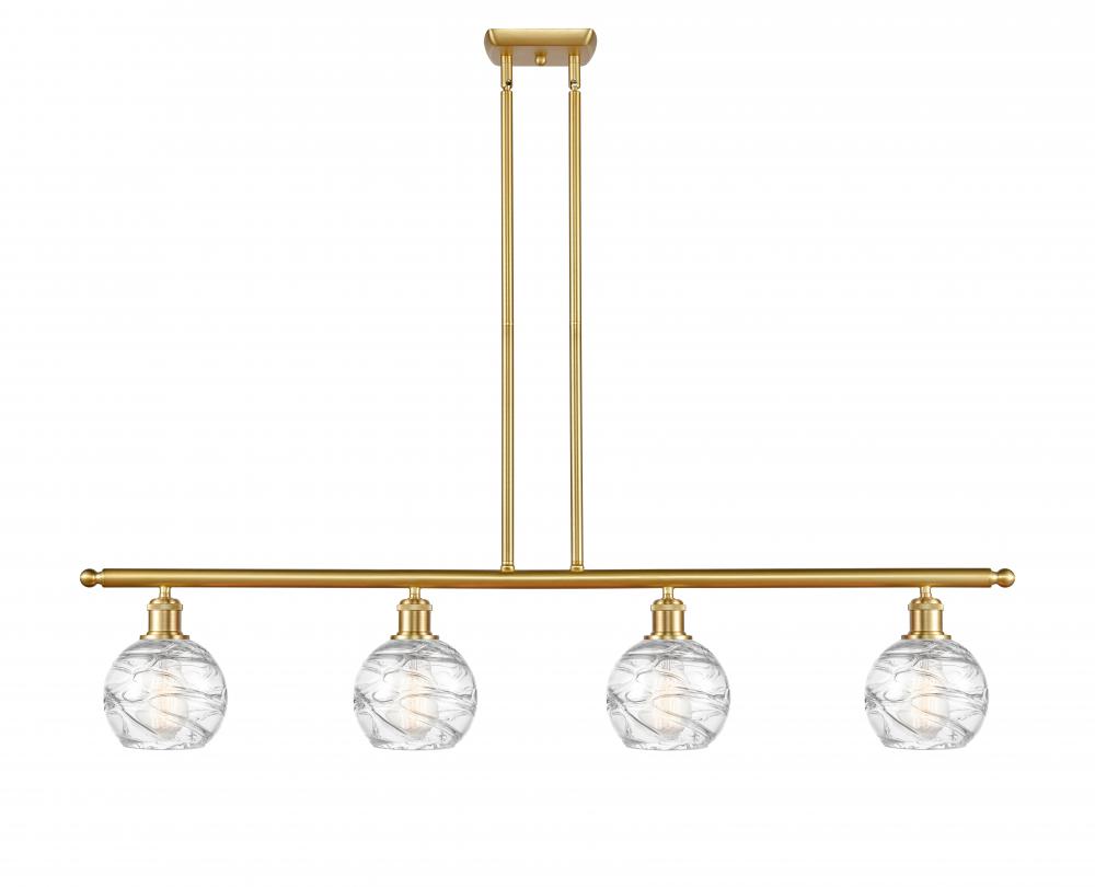 Athens Deco Swirl - 4 Light - 48 inch - Satin Gold - Stem hung - Island Light
