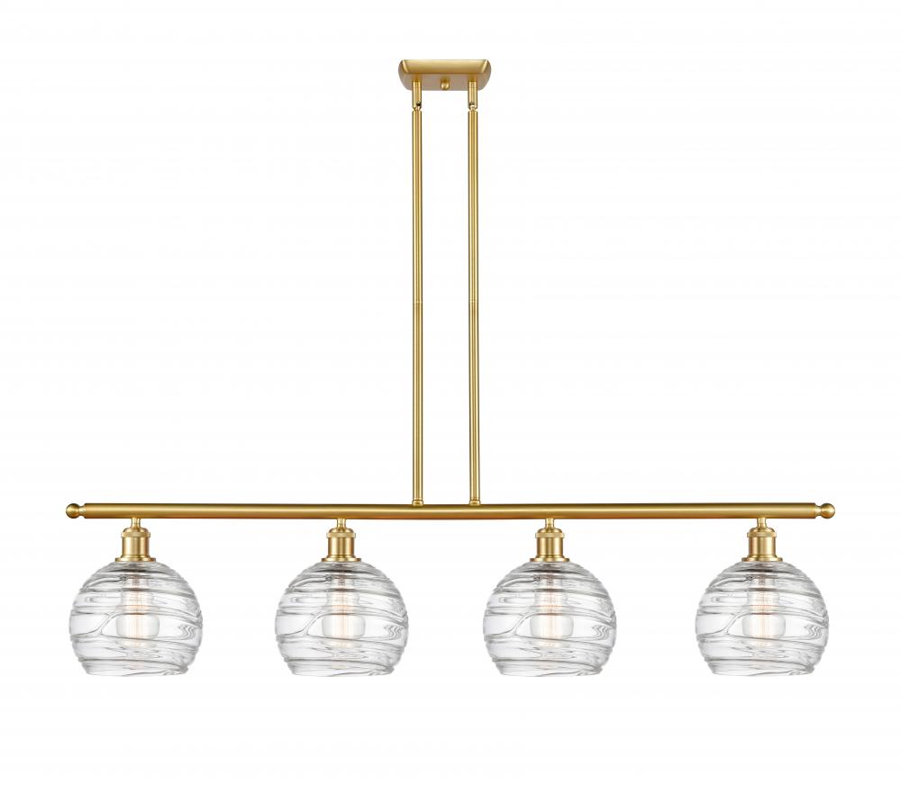 Athens Deco Swirl - 4 Light - 48 inch - Satin Gold - Stem hung - Island Light