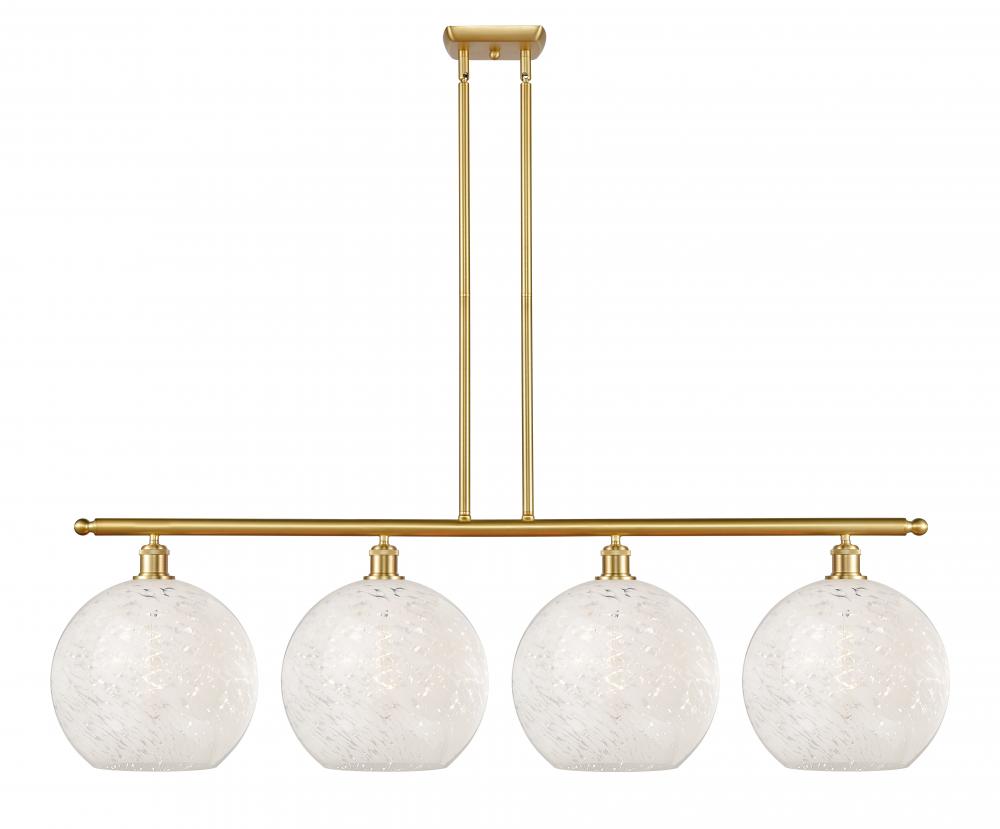 White Mouchette - 4 Light - 50 inch - Satin Gold - Stem Hung - Island Light