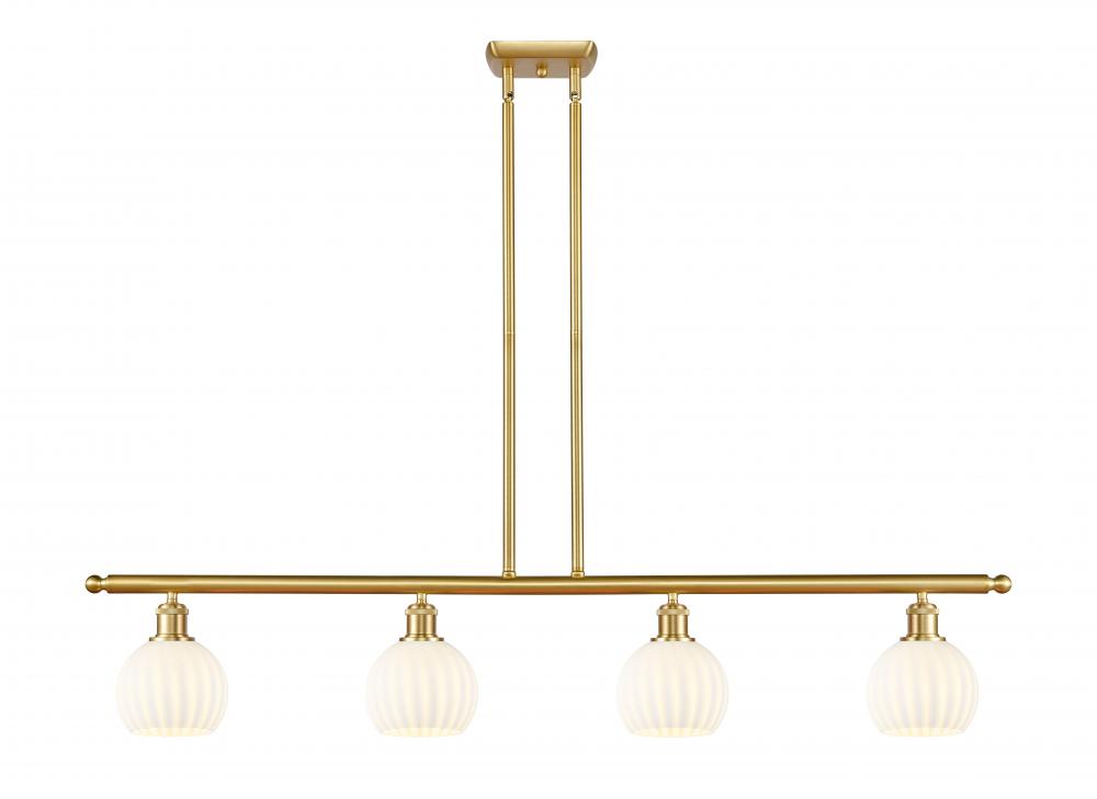 White Venetian - 4 Light - 48 inch - Satin Gold - Stem Hung - Island Light