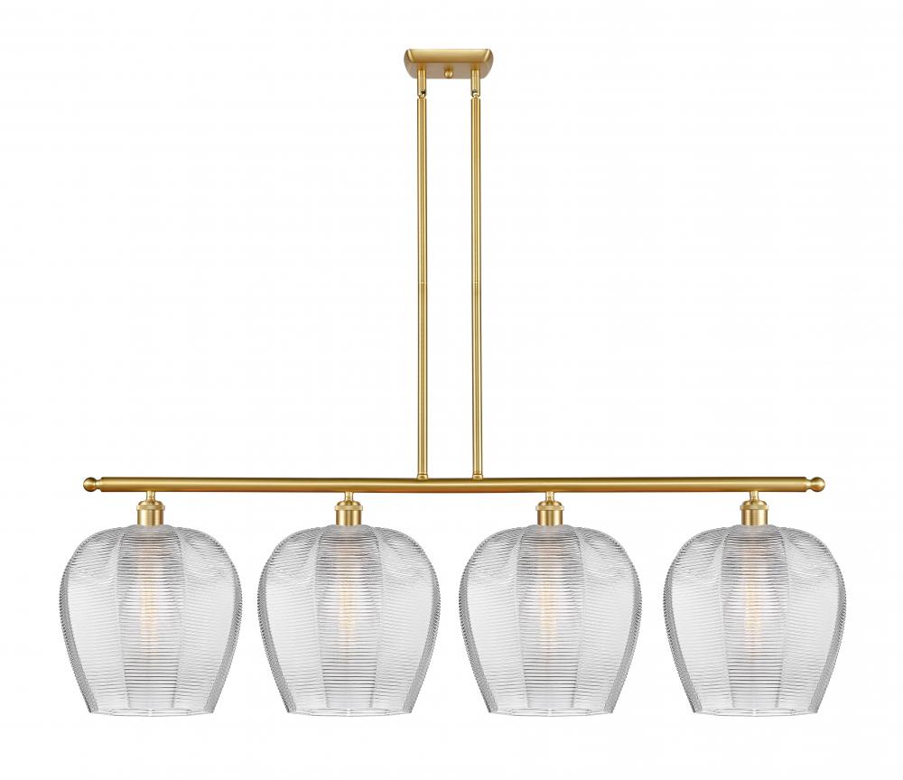 Norfolk - 4 Light - 50 inch - Satin Gold - Stem hung - Island Light