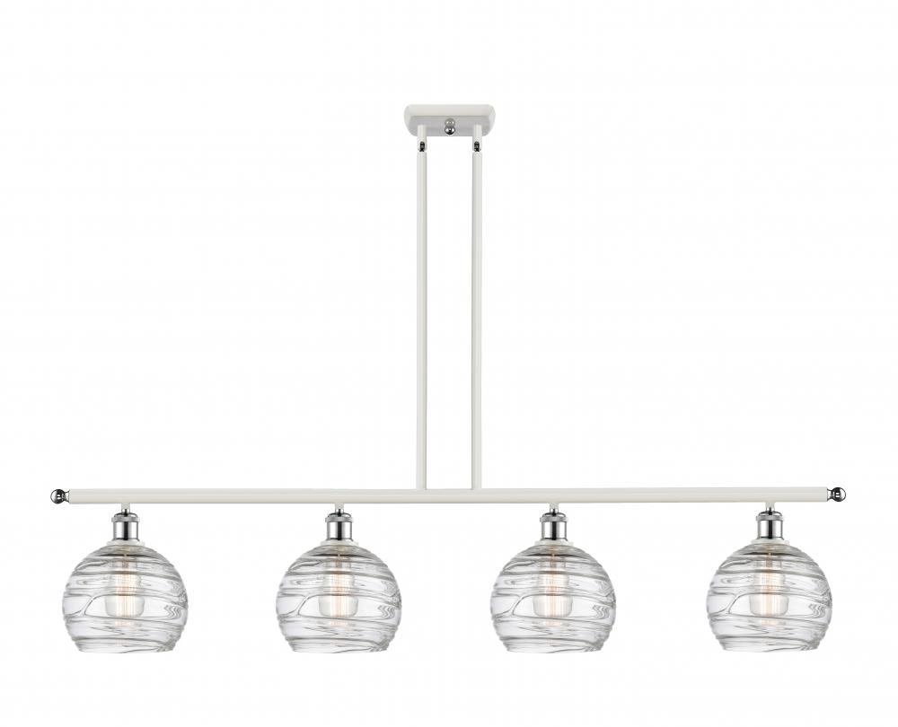 Athens Deco Swirl - 4 Light - 48 inch - White Polished Chrome - Stem hung - Island Light