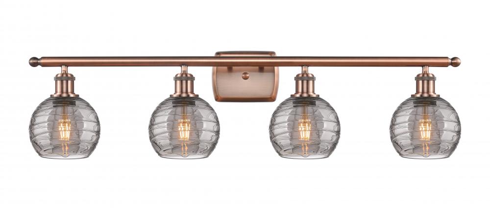 Athens Deco Swirl - 4 Light - 36 inch - Antique Copper - Bath Vanity Light