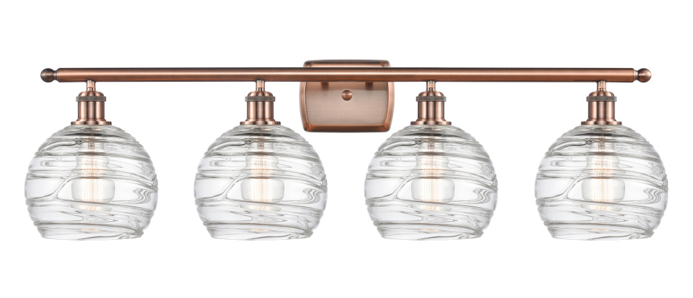 Athens Deco Swirl - 4 Light - 38 inch - Antique Copper - Bath Vanity Light