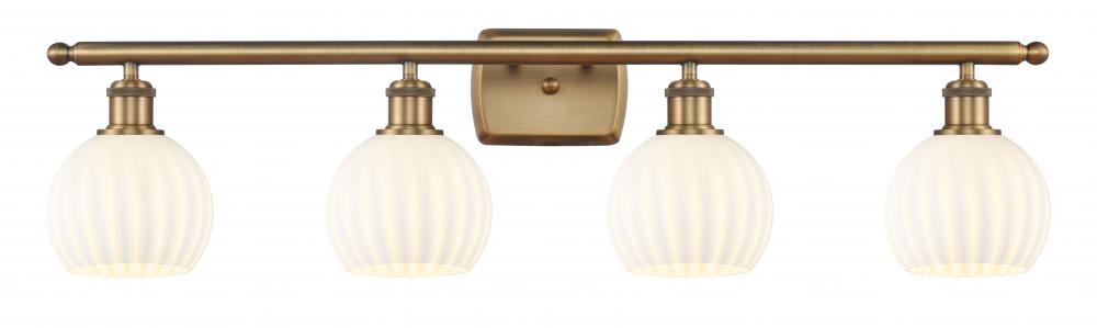 White Venetian - 4 Light - 36 inch - Brushed Brass - Bath Vanity Light