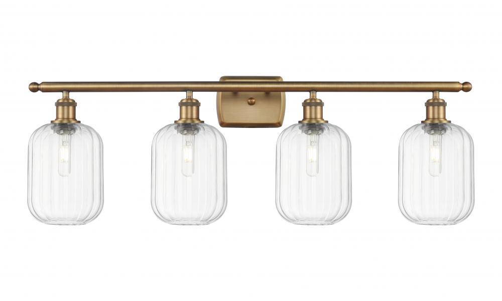 Preston Cylinder - 4 Light - 37 inch - Brushed Brass - Bath Vanity Light
