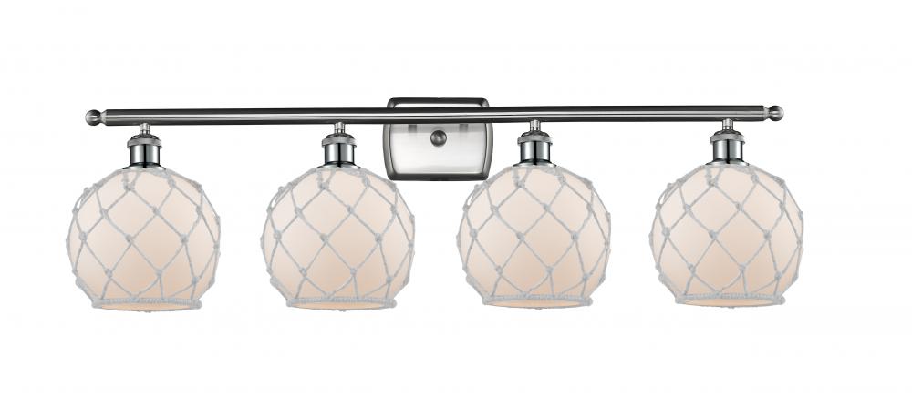 Farmhouse Rope - 4 Light - 38 inch - Brushed Satin Nickel - Bath Vanity Light