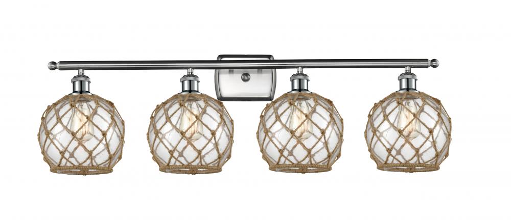 Farmhouse Rope - 4 Light - 38 inch - Brushed Satin Nickel - Bath Vanity Light