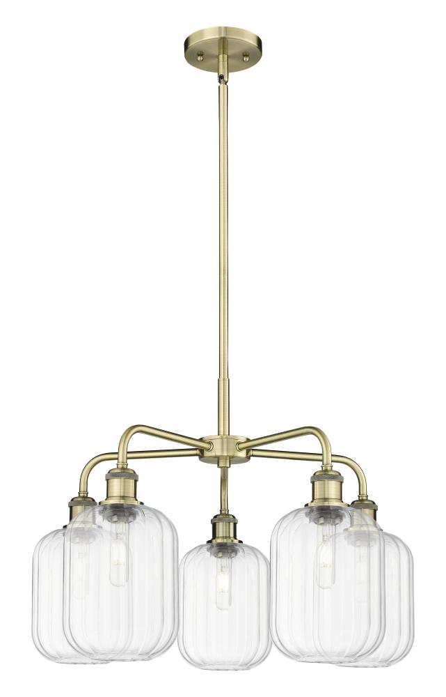 Preston Cylinder - 5 Light - 25 inch - Antique Brass - Stem hung - Chandelier