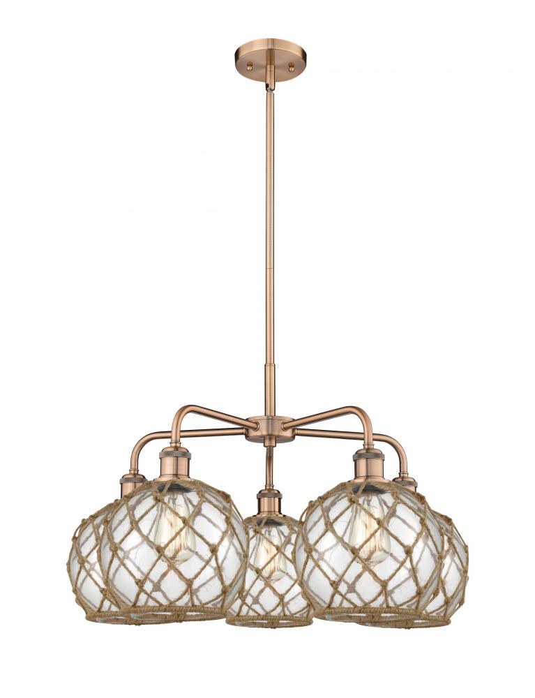 Farmhouse Rope - 5 Light - 27 inch - Antique Copper - Stem hung - Chandelier