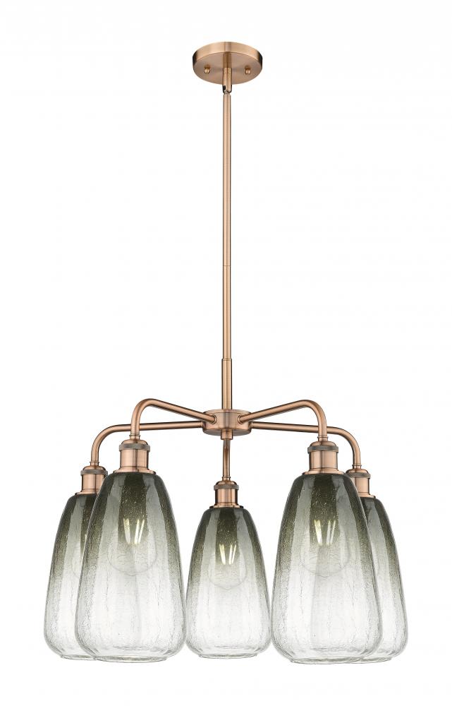 Brookhaven Almond - 5 Light - 25 inch - Antique Copper - Stem hung - Chandelier