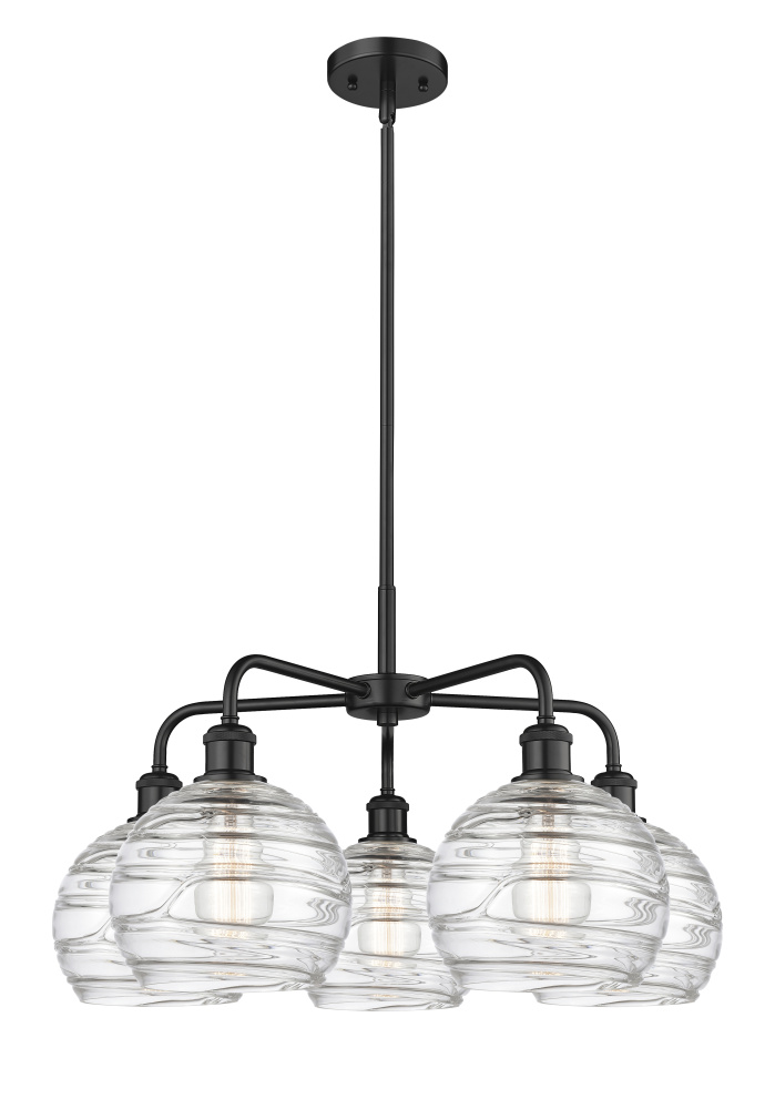 Athens Deco Swirl - 5 Light - 27 inch - Matte Black - Stem hung - Chandelier