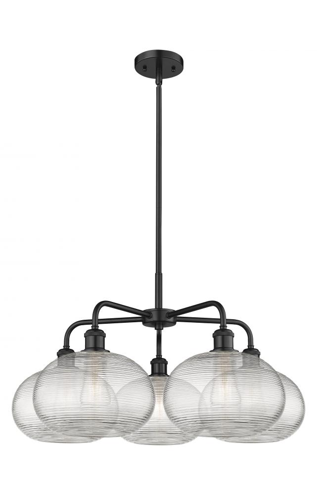 Ithaca - 5 Light - 28 inch - Matte Black - Chandelier