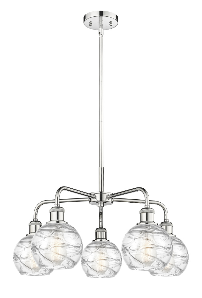 Athens Deco Swirl - 5 Light - 24 inch - Polished Chrome - Stem hung - Chandelier