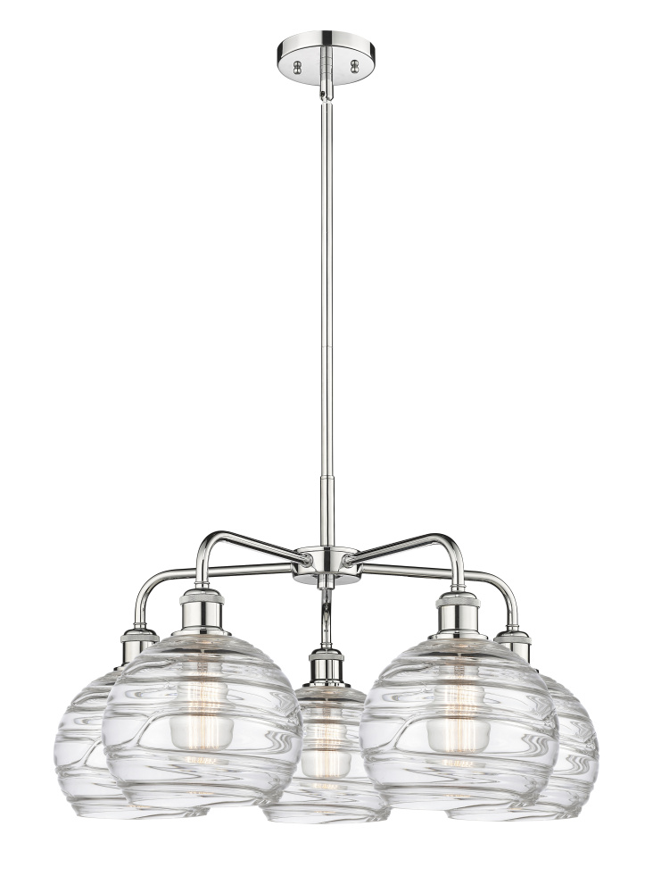 Athens Deco Swirl - 5 Light - 27 inch - Polished Chrome - Stem hung - Chandelier