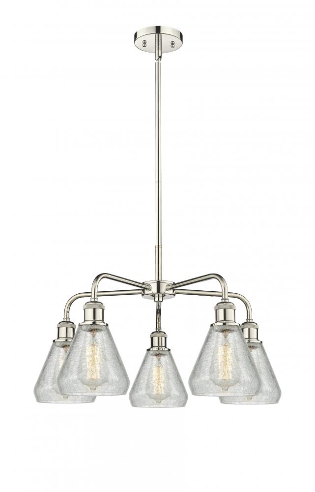 Conesus - 5 Light - 24 inch - Polished Nickel - Chandelier