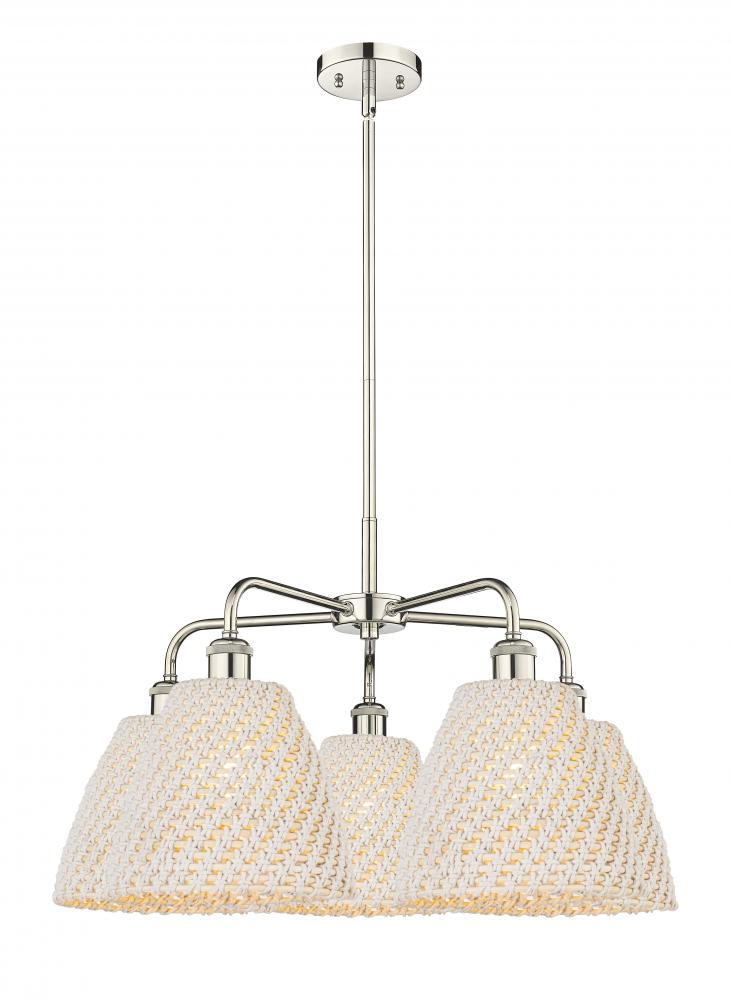 Bristol Natural - 5 Light - 28 inch - Polished Nickel - Stem hung - Chandelier