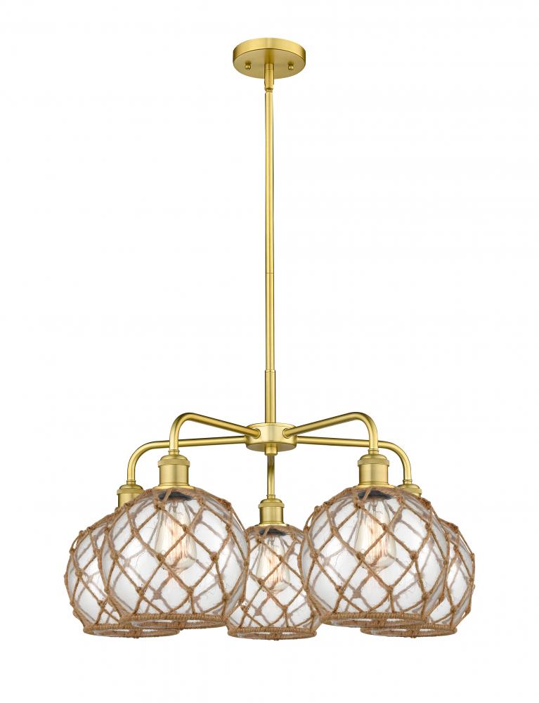Farmhouse Rope - 5 Light - 27 inch - Satin Gold - Stem hung - Chandelier