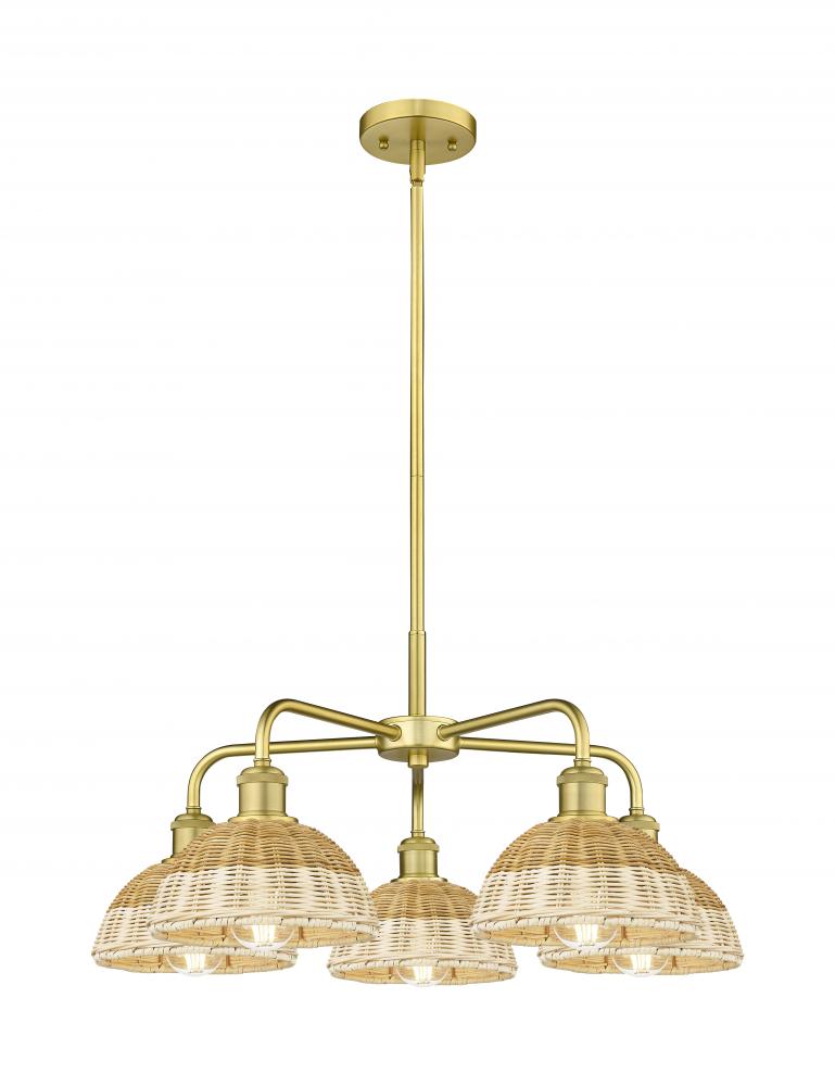 Bristol Natural II - 5 Light - 26 inch - Satin Gold - Stem hung - Chandelier