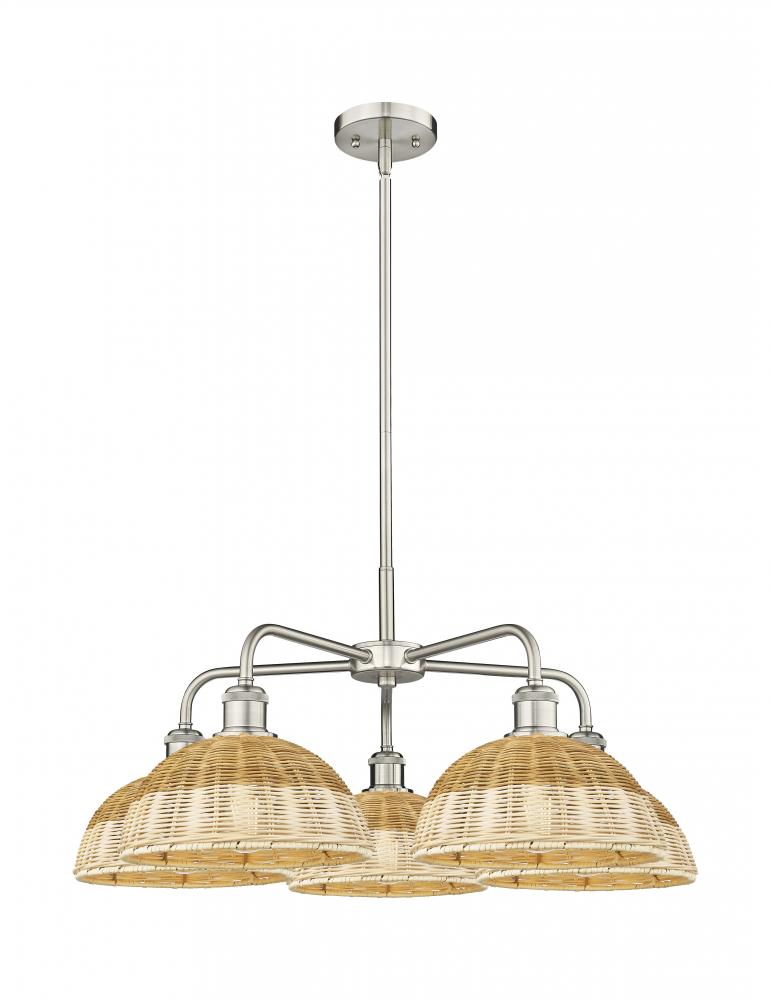 Bristol Natural II - 5 Light - 28 inch - Satin Nickel - Stem hung - Chandelier