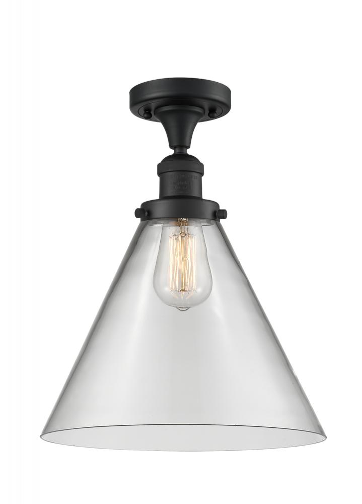 Cone - 1 Light - 12 inch - Matte Black - Semi-Flush Mount