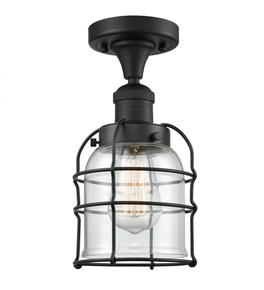 Bell Cage - 1 Light - 5 inch - Matte Black - Semi-Flush Mount