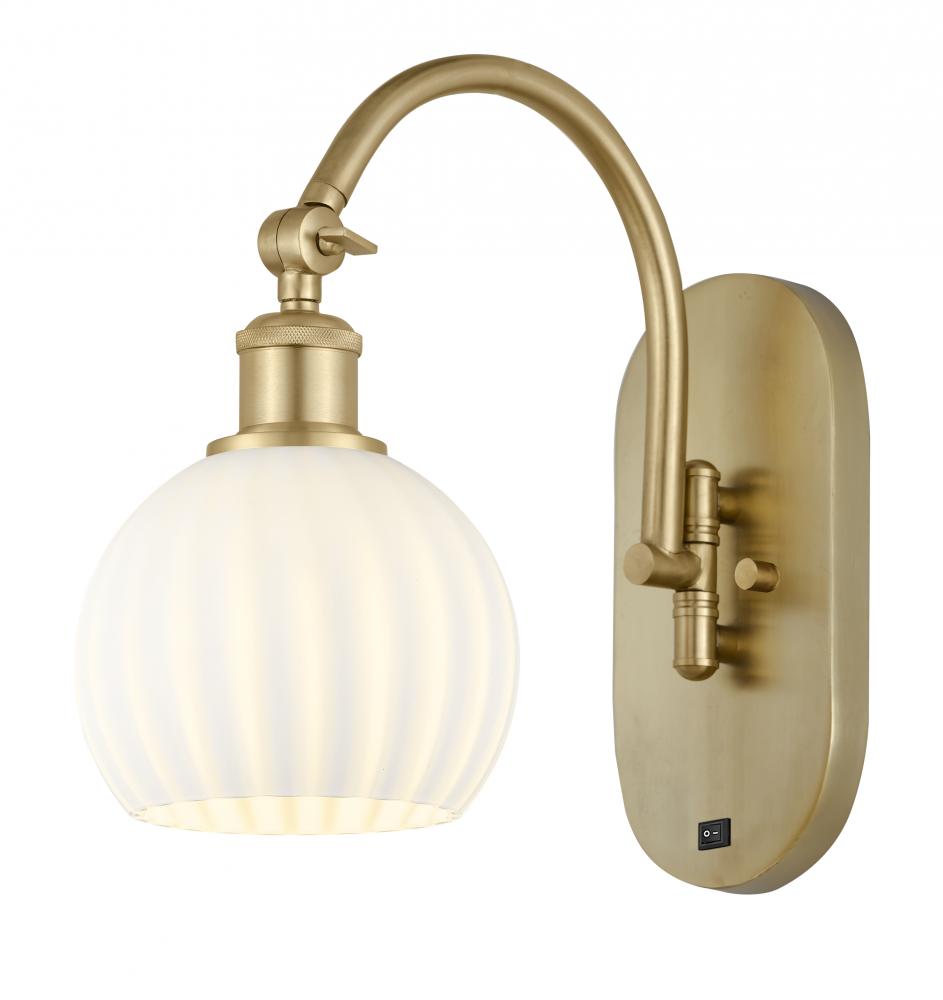 White Venetian - 1 Light - 6 inch - Satin Gold - Adjustable Swing Arm