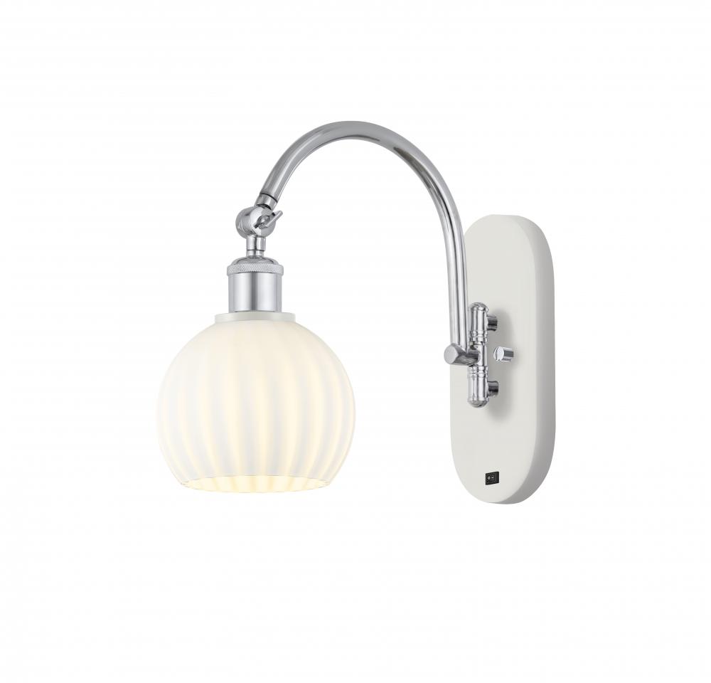 White Venetian - 1 Light - 6 inch - White Polished Chrome - Adjustable Swing Arm