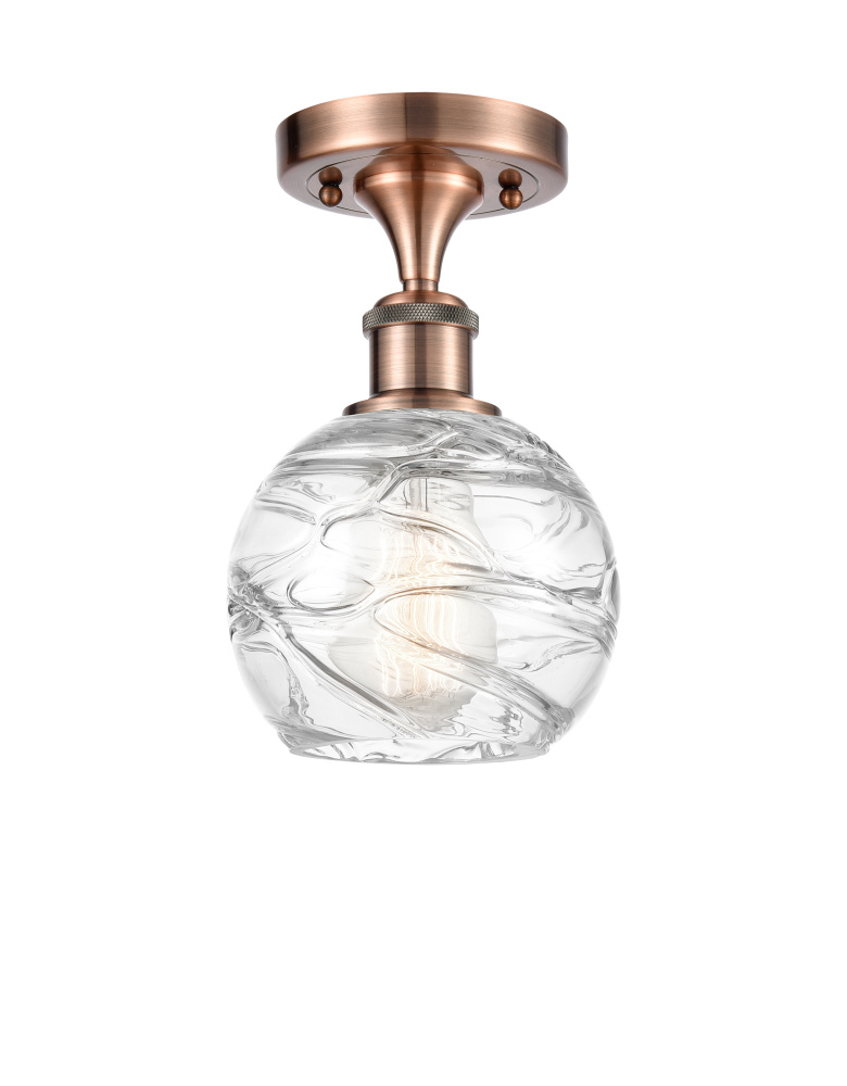 Athens Deco Swirl - 1 Light - 6 inch - Antique Copper - Semi-Flush Mount